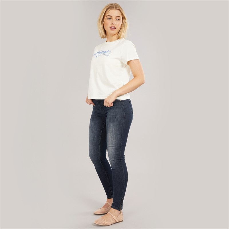 Only Dame Kendell Ankel Længde Slim Jeans Mørkeblå Denim - Billede 5