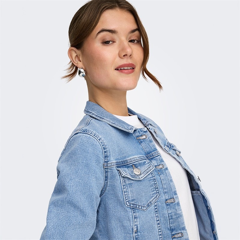Only Dame denim jakke Light Blue Denim - Billede 3