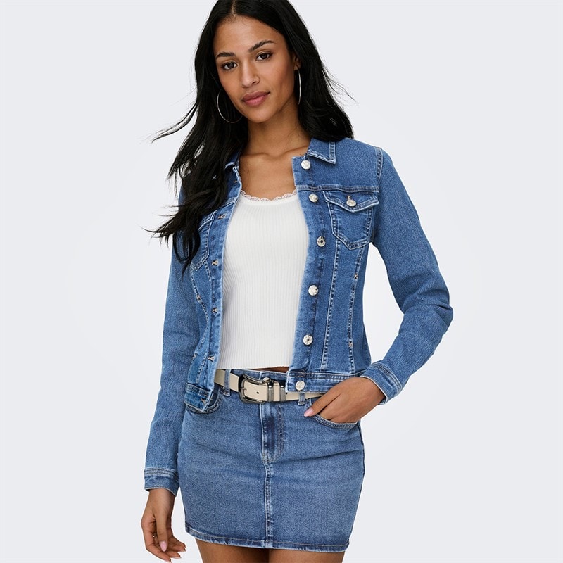 Only Dame denim jakke Medium Blue Denim - Billede 1