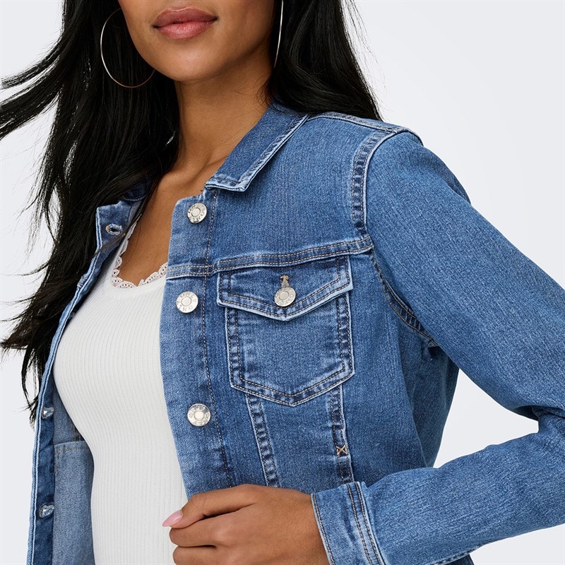 Only Dame denim jakke Medium Blue Denim - Billede 3