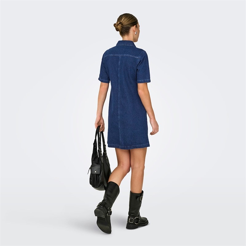 Only Dame denim kjole Dark Blue Denim - Billede 2