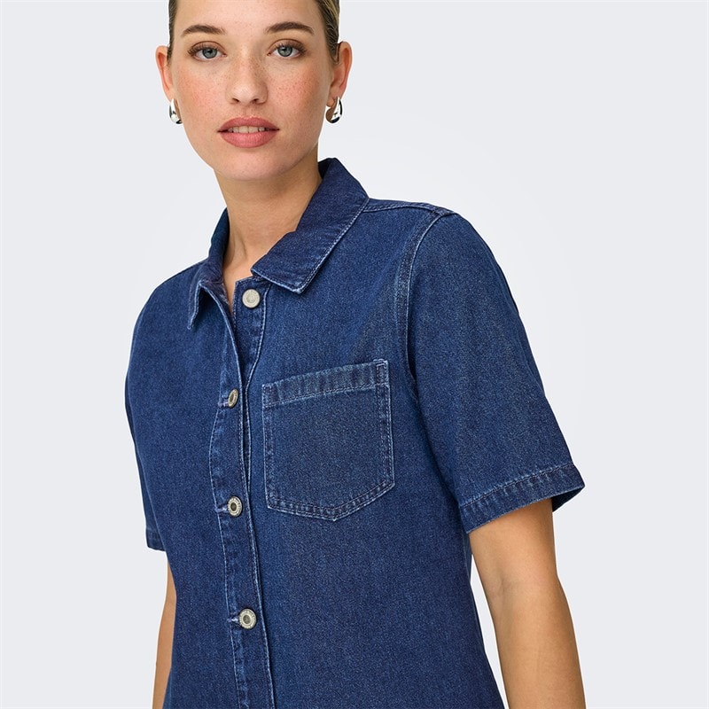 Only Dame denim kjole Dark Blue Denim - Billede 3