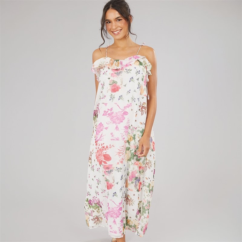 Only Dame Milla Rem Maxi Kjole Cloud Dancer