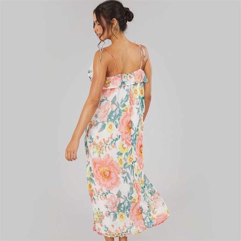 Only Dame Milla Rem Maxi Kjole Cloud Dancer Big Flowers - Billede 2