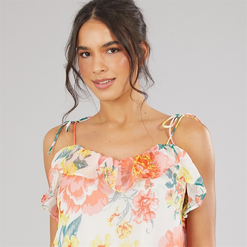 Only Dame Milla Rem Maxi Kjole Cloud Dancer Big Flowers - Billede 3