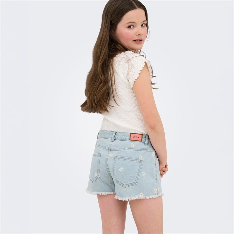 Only Piger Robyn Daisy Shorts Light Blue Denim - Billede 2