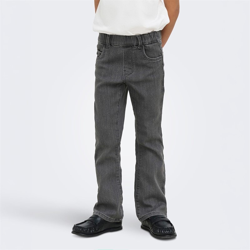 Only Piger Mini Regn Flared Jeans Medium Grey Denim