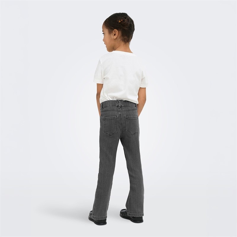 Only Piger Mini Regn Flared Jeans Medium Grey Denim - Billede 2