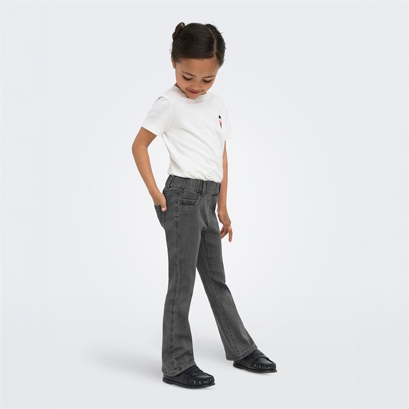 Only Piger Mini Regn Flared Jeans Medium Grey Denim - Billede 3