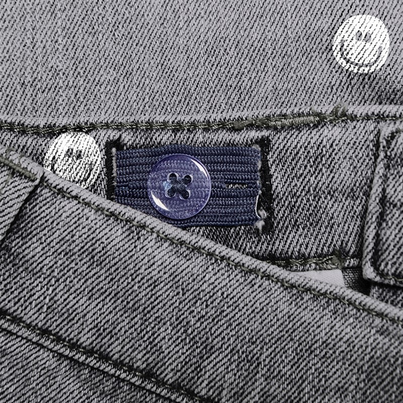 Only Piger Blair Print Denim Shorts Light Grey Denim - Billede 3