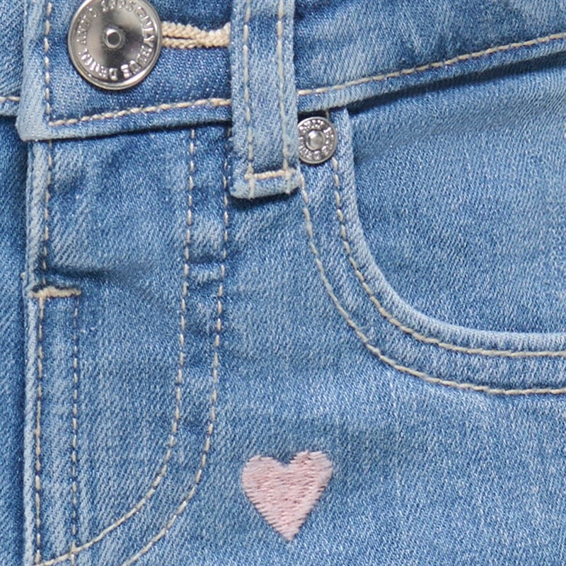 Only Piger Mini Juicy Hjerte Denim Shorts Light Medium Blue Denim - Billede 4