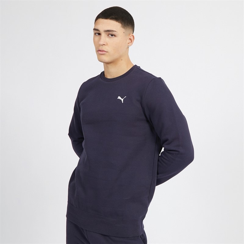 Puma Herre Essentials Lille Logo Rundhals Trøje Mørkeblå