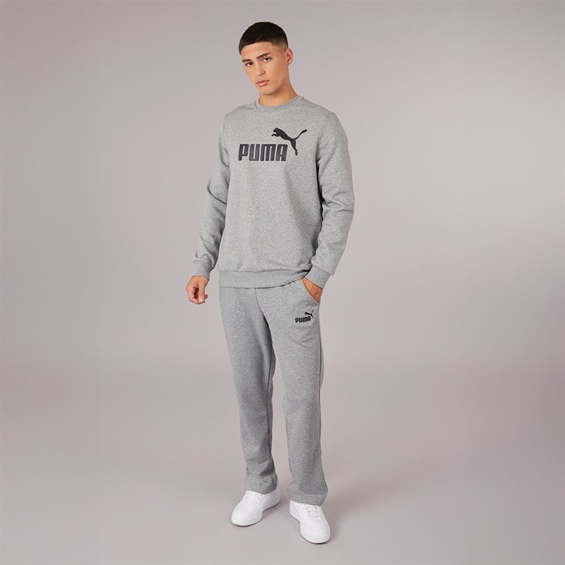 Puma Herre Essentials Stort Logo Crew Neck Sweatshirt Medium Gråmeleret - Billede 3