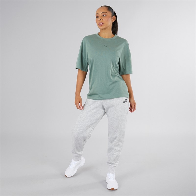 Puma Dame Essentials Logo Joggers Lys Gråmeleret - Billede 4