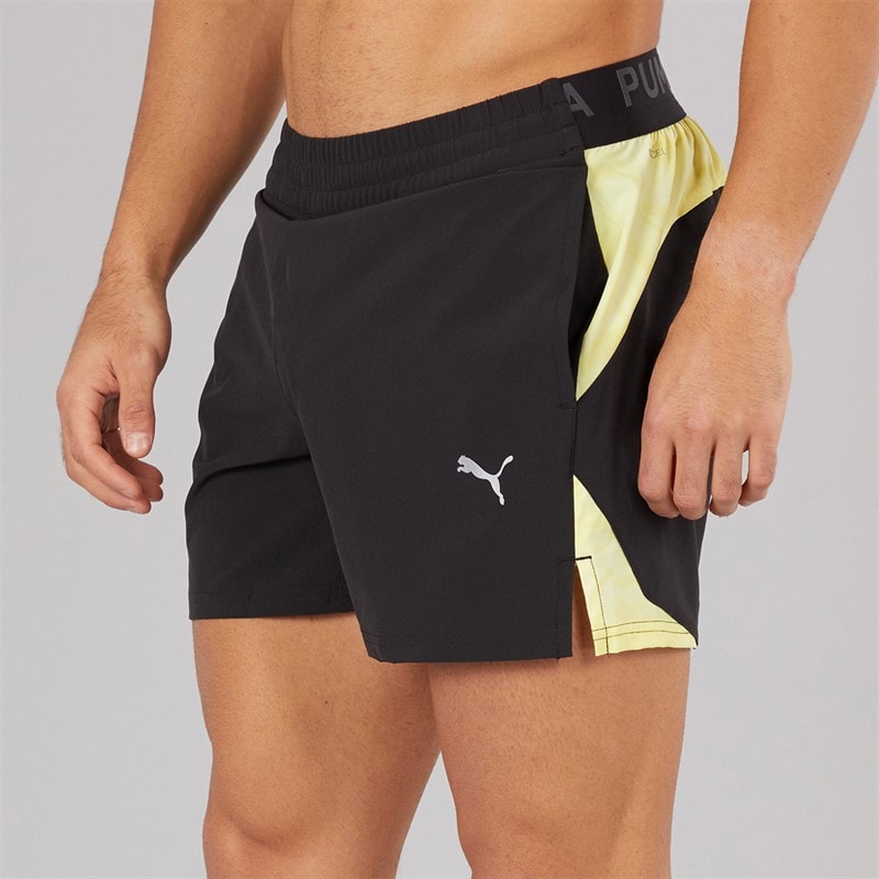Puma Herre Puma Fit Ultrabreathe Stretch 5 Tommer Marmor Træningsshorts Sort/Gul - Billede 2