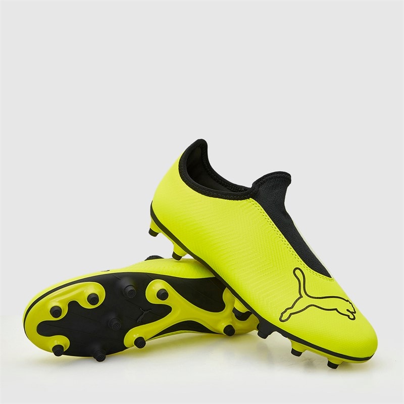 Puma Junior Drenge Finesse Snøreløse FG Fast Underlag Fodboldstøvler Yellow Alert