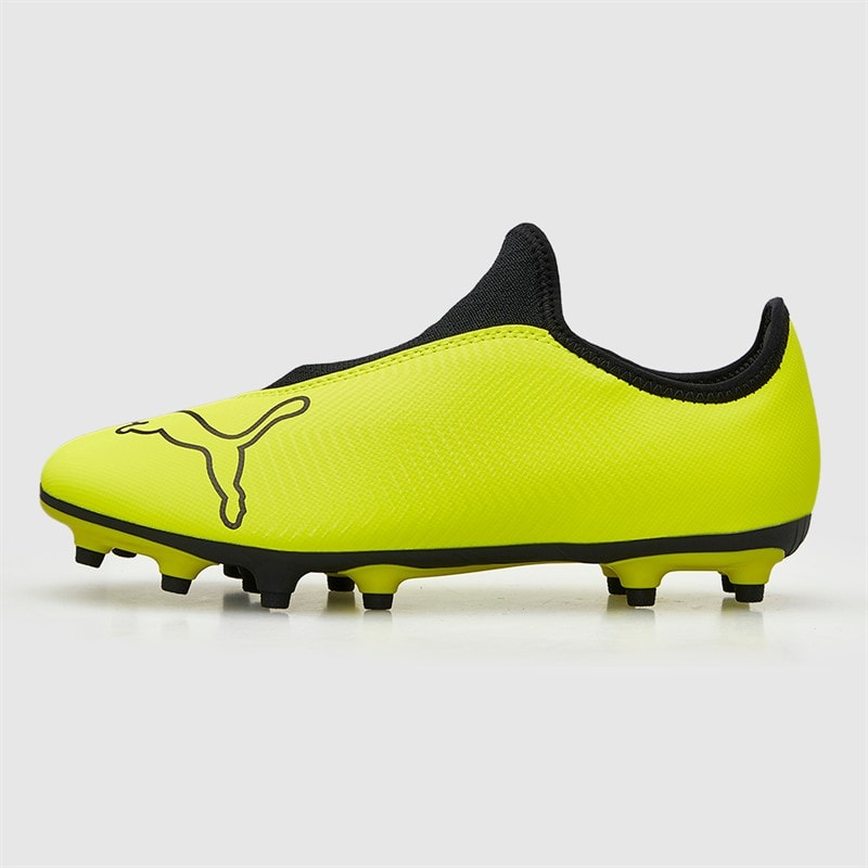 Puma Junior Drenge Finesse Snøreløse FG Fast Underlag Fodboldstøvler Yellow Alert - Billede 2