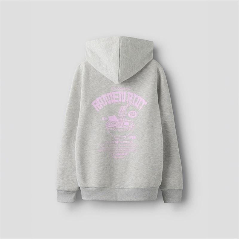 LMTD Drenge Ramen Hættetrøje Light Grey Melange - Billede 2