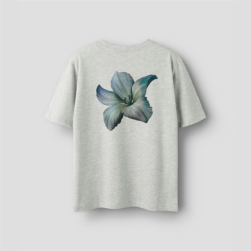 LMTD Piger Hibi Kortærmet T Shirt Light Grey Melange - Billede 2