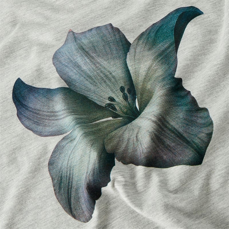 LMTD Piger Hibi Kortærmet T Shirt Light Grey Melange - Billede 3