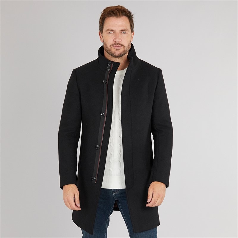Feraud Herre Premium Funnel Neck Car Uld Sort - Billede 1