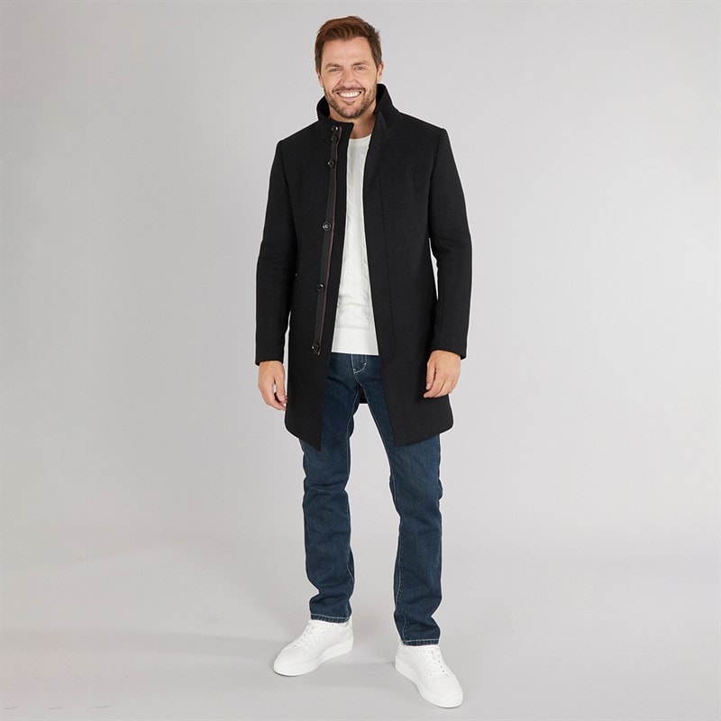 Feraud Herre Premium Funnel Neck Car Uld Sort - Billede 4