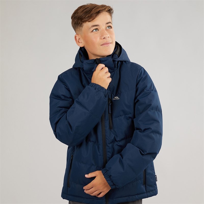 Trespass Junior Drenge Figo Vandtæt Polstret Hætte Jakke Navy - Billede 3