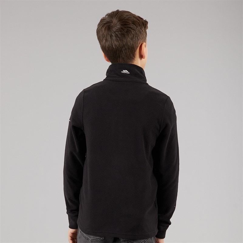 Trespass Junior Drenge Masonville 1/2 Lynlås Mikro Fleece Sort - Billede 2