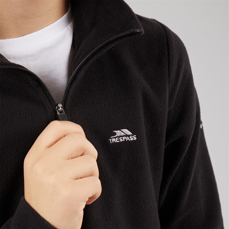 Trespass Junior Drenge Masonville 1/2 Lynlås Mikro Fleece Sort - Billede 3
