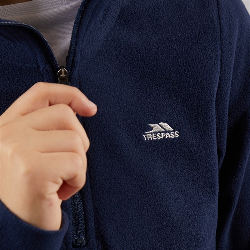 Trespass Junior Drenge Masonville 1/2 Lynlås Mikro Fleece Blå - Billede 3