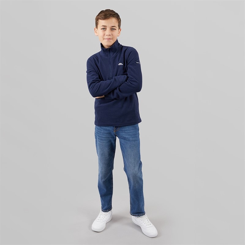 Trespass Junior Drenge Masonville 1/2 Lynlås Mikro Fleece Blå - Billede 4