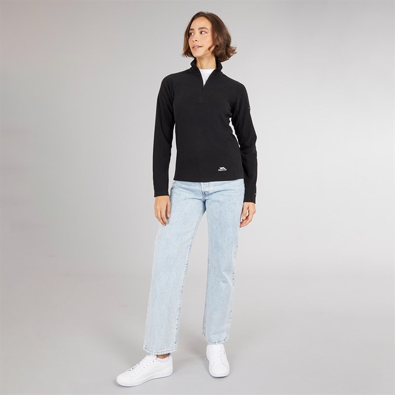 Trespass Dame Shiner 1/2 Lynlås Mikro Fleece Sort - Billede 4