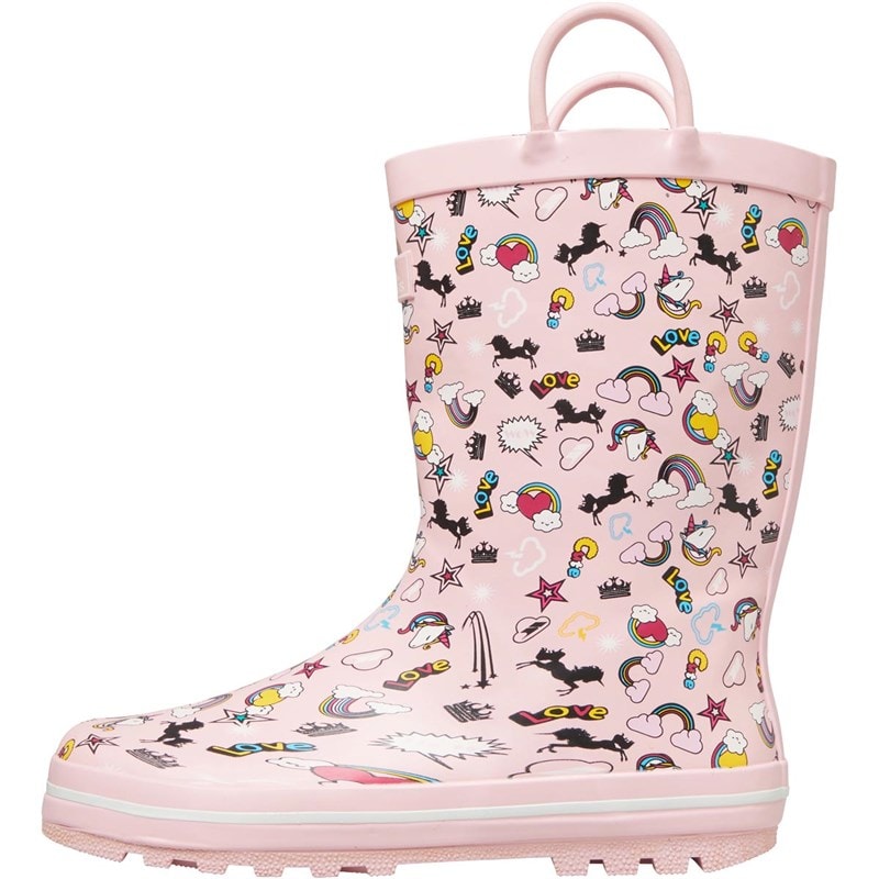 Trespass Piger Childrens Starryton Unicorn Printed Wellington Gummistøvler Lyserød - Billede 2