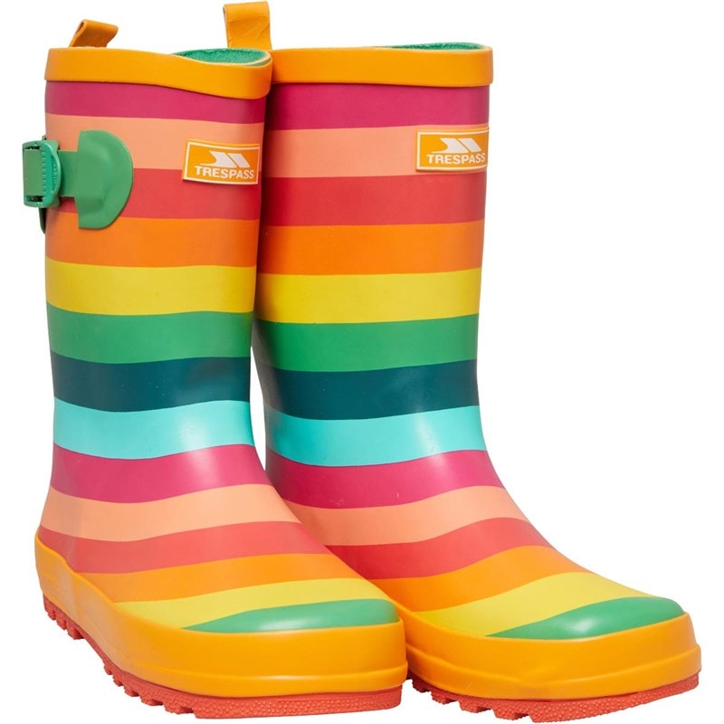 Trespass Junior Childrens Puddle Rainbow Printed Wellington Gummistøvler Flerfarvede Striber - Billede 1