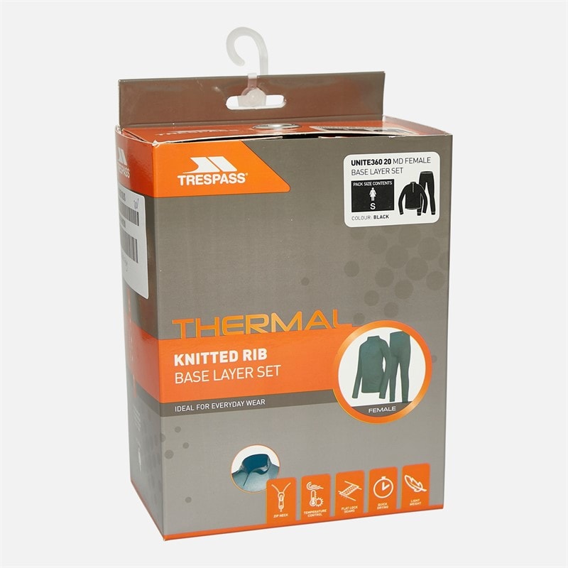 Trespass Dame Unite 360 Termisk Baselayer Sæt Sort - Billede 5
