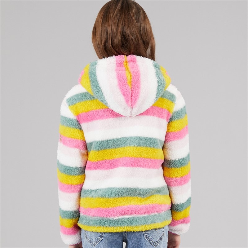 Trespass Piger Fantastisk Stribet Fuld Lynlås Fleece Bleg Rosa Stribe - Billede 2