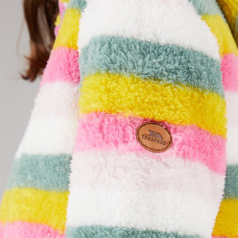 Trespass Piger Fantastisk Stribet Fuld Lynlås Fleece Bleg Rosa Stribe - Billede 3