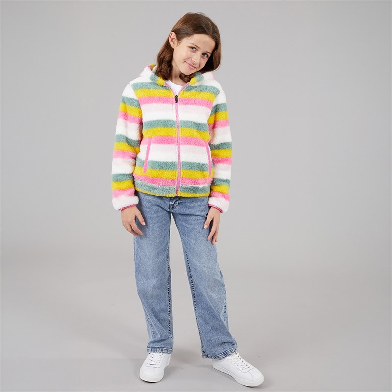 Trespass Piger Fantastisk Stribet Fuld Lynlås Fleece Bleg Rosa Stribe - Billede 4