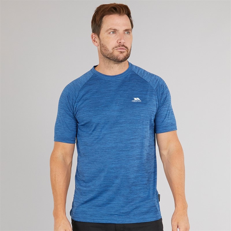 Trespass Herre Leecana Tech T-Shirt Blå Melange - Billede 1