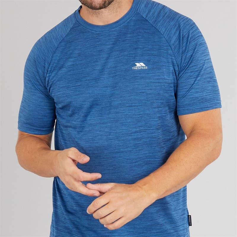 Trespass Herre Leecana Tech T-Shirt Blå Melange - Billede 3