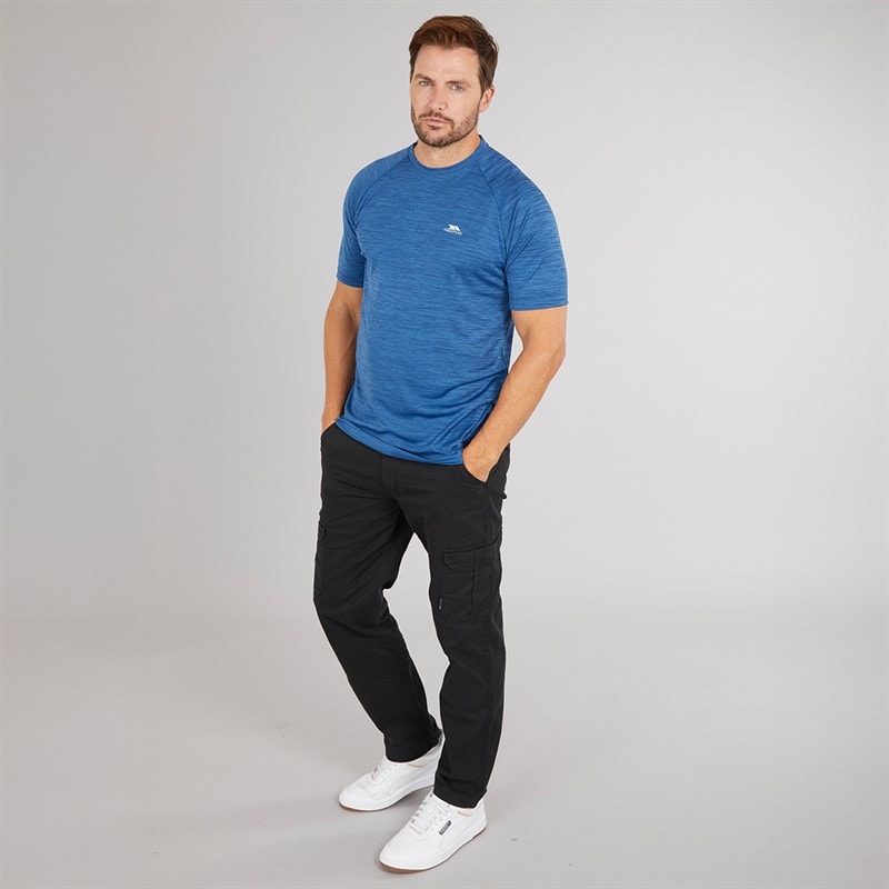 Trespass Herre Leecana Tech T-Shirt Blå Melange - Billede 4