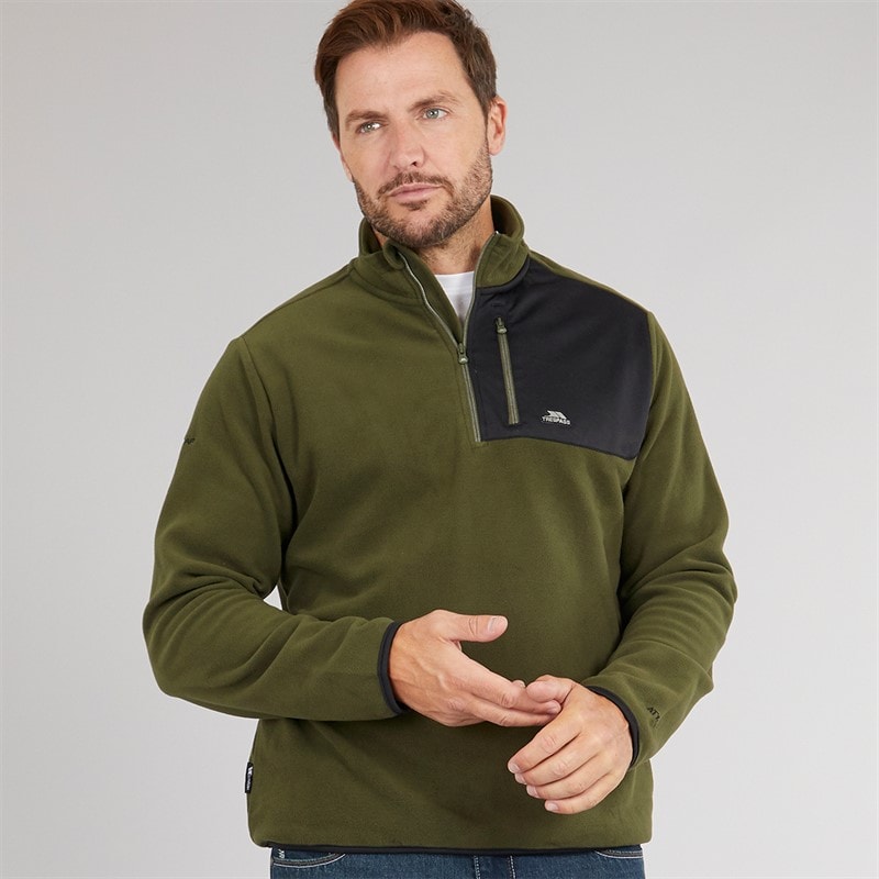 Trespass Herre Mcgeechan 1 / 2 Zip Micro Fleece Mørk Vinstok - Billede 1
