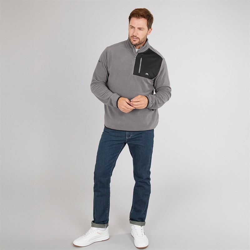 Trespass Herre Mcgeechan 1 / 2 Zip Micro Fleece Mellem Grå - Billede 3