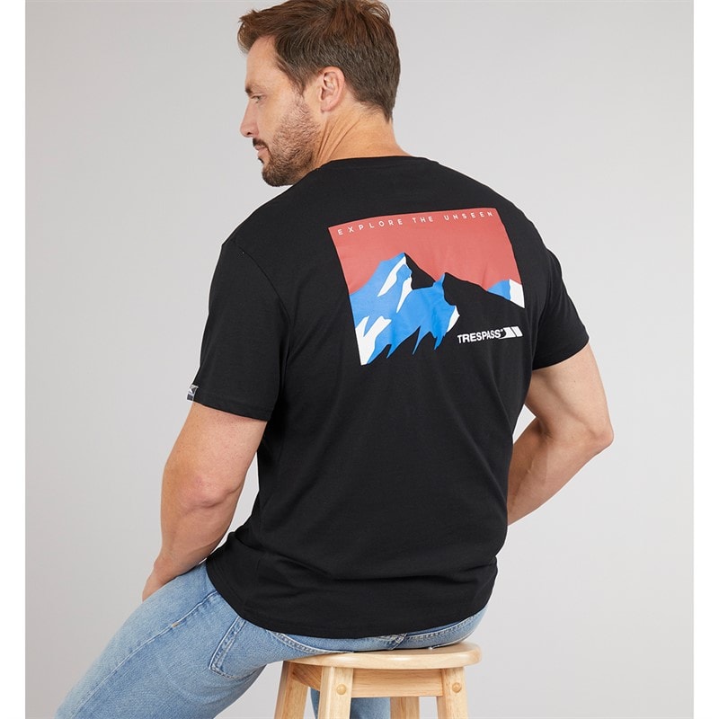 Trespass Herre Svensson Ryg Logo T-Shirt Sort - Billede 1