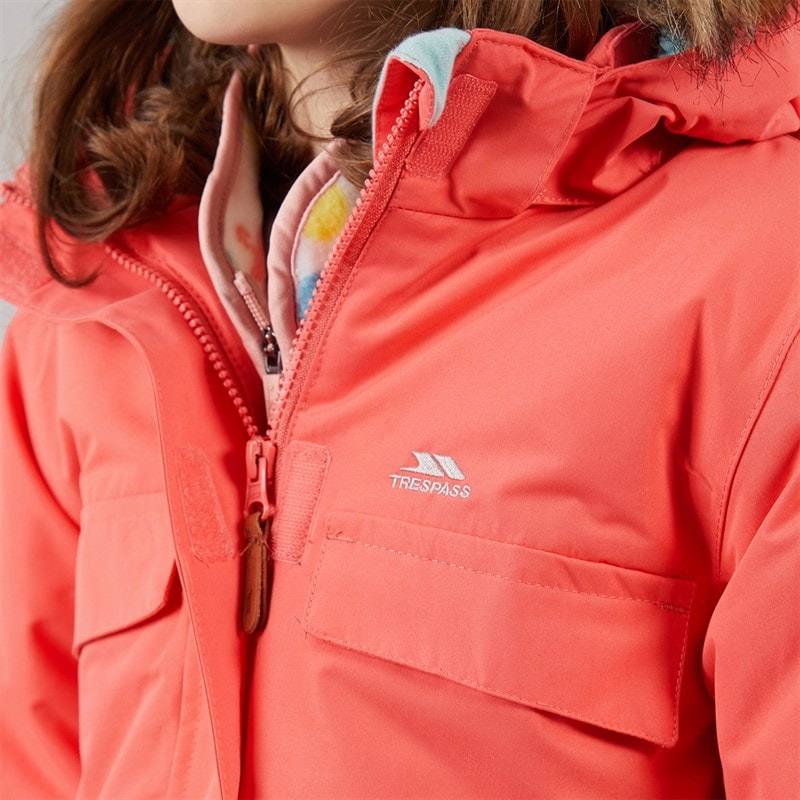 Trespass Piger Larission Isoleret Vandtæt Parka Soft Orange - Billede 3