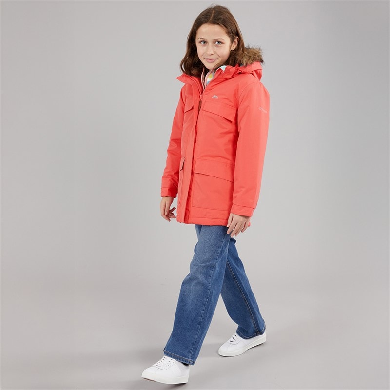 Trespass Piger Larission Isoleret Vandtæt Parka Soft Orange - Billede 4