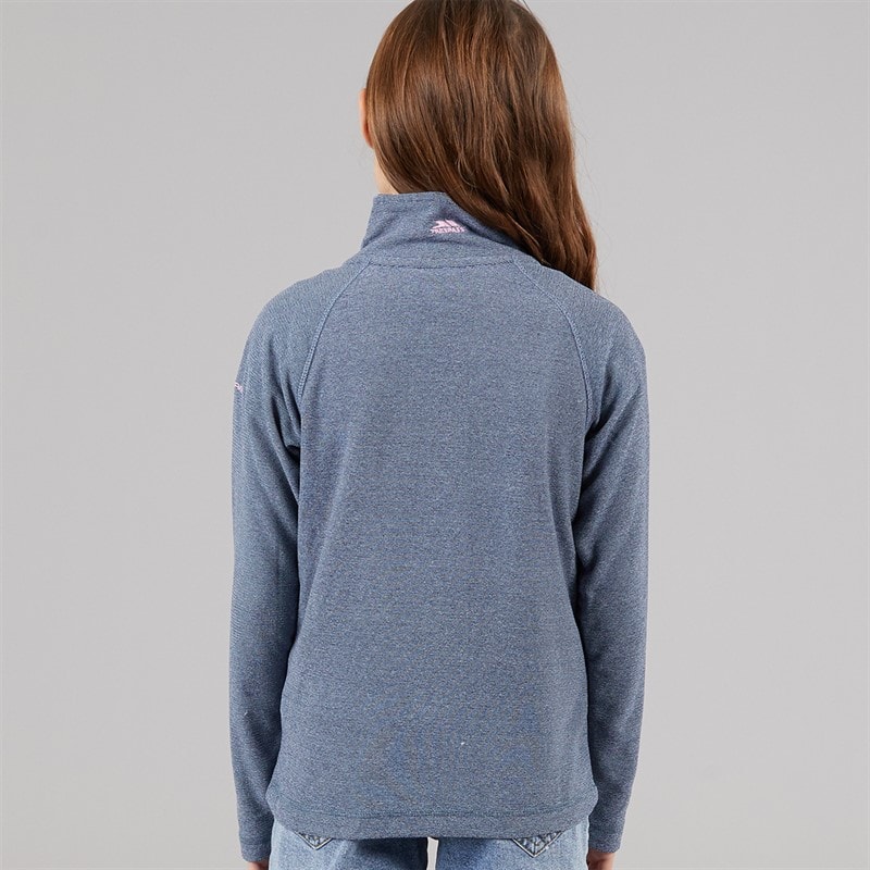 Trespass Junior Piger Meadows Halv Lynlås Fleece Navy / Pink Logo - Billede 2