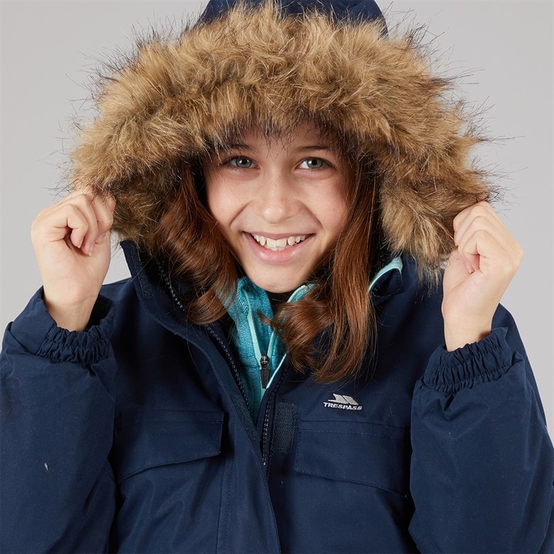 Trespass Junior Piger Larission Isoleret Vandtæt Parka Navy - Billede 3