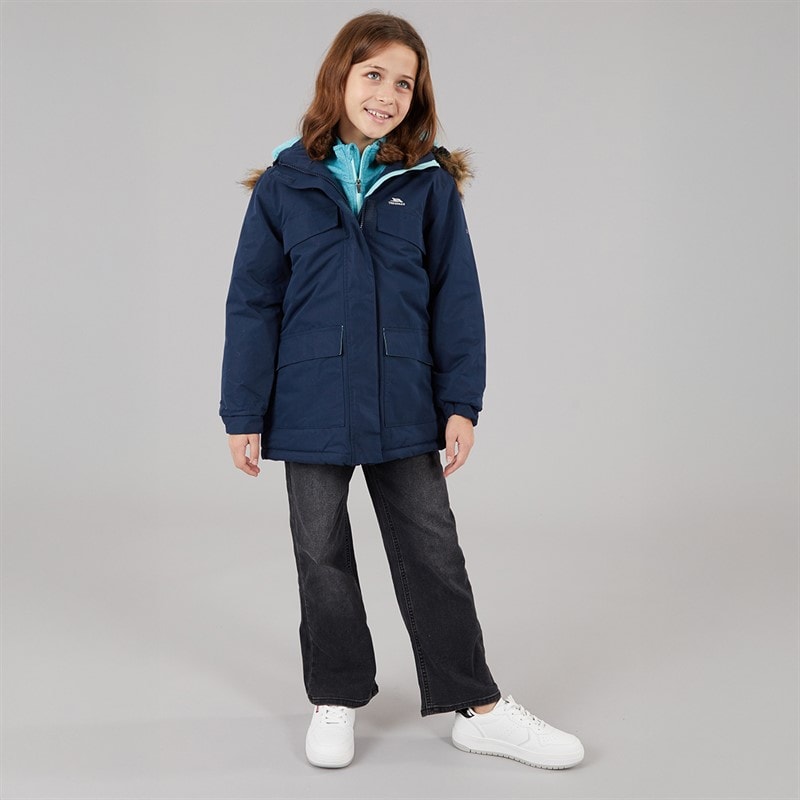 Trespass Junior Piger Larission Isoleret Vandtæt Parka Navy - Billede 4