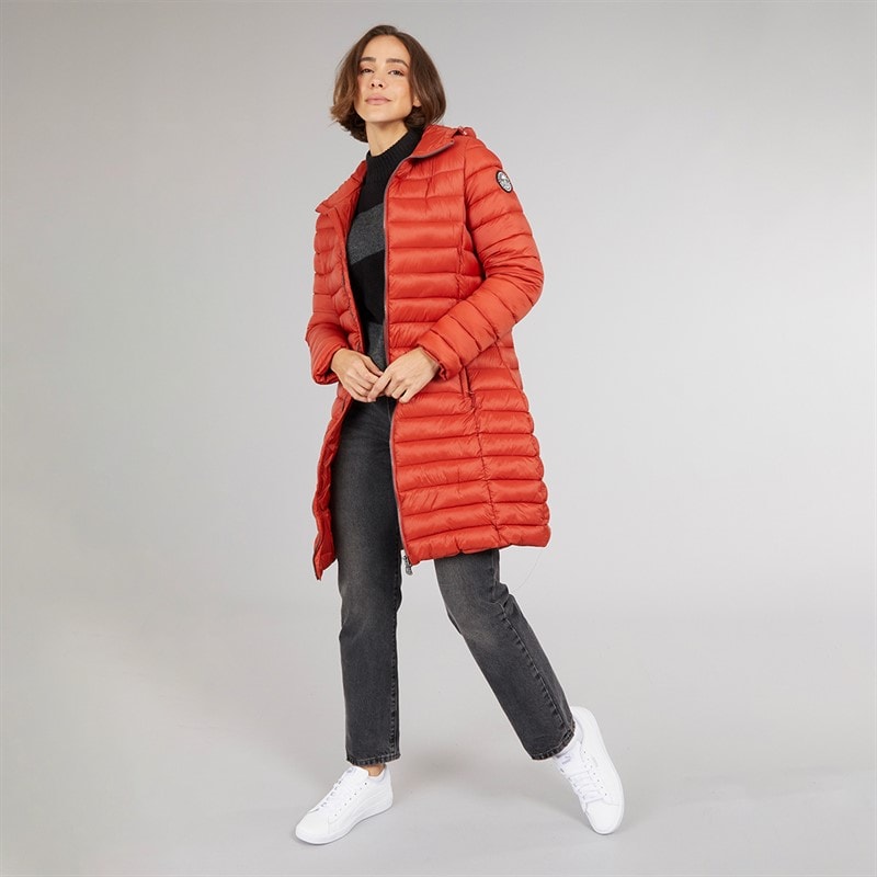 Trespass Dame Briarlea Polstret Hætte Mellemlang Frakke Burnt Orange - Billede 4